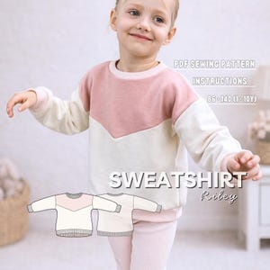 Toddler Color Block Sweatshirt Sewing Pattern: Beginner Friendly (PDF Download, Projector File Included)