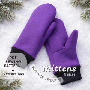 Mittens PDF Sewing Pattern, Adults sizes - xs, s, m, l, xl, Download Unisex Easy Printable PDF Tutorial, Beginner Winter Craft Gift Idea