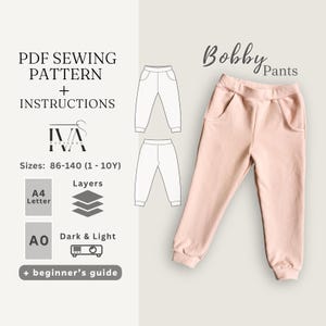 Pants with Pockets Sewing Pattern for Kids, Download Easy Printable Joggers PDF for Boys and Girls, Beginner Friendly Jogger Toddlers Pants