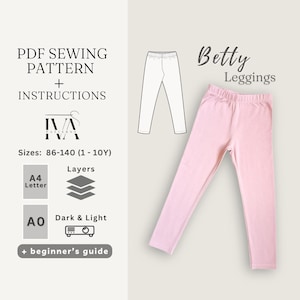 Leggings Sewing Pattern for Kids, Download Easy Printable Pants PDF for Children, Toddler Everyday Clothes Sewing Tutorial for Beginners