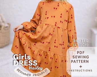 Girls Dress Sewing Pattern: Easy Ruffle Design (PDF Download 1-10 Years)