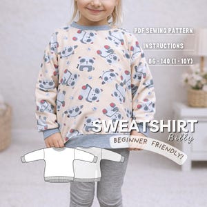 Patrón de costura para sudadera infantil: Jersey fácil con hombros caídos (Patrón en PDF, de 1 a 10 años)
