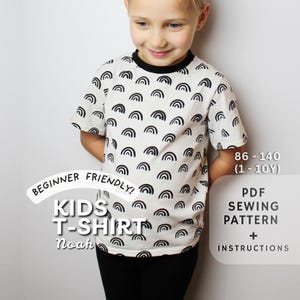 Naaipatroon kindershirt: uniseks basistop voor peuters (maten 1-10 jaar) (digitale pdf-download)