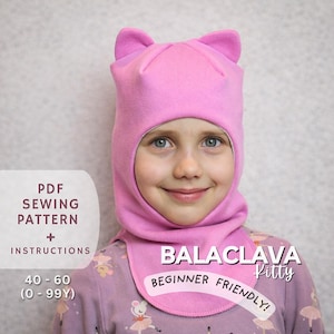Warme Balaclava mit Kitty Ohren PDF Schnittmuster für Babys und Erwachsene, Anfängerfreundliche Cap-Anleitung für Jungen und Mädchen