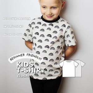 Naaipatroon kindershirt: uniseks basistop voor peuters (maten 1-10 jaar) (digitale pdf-download)