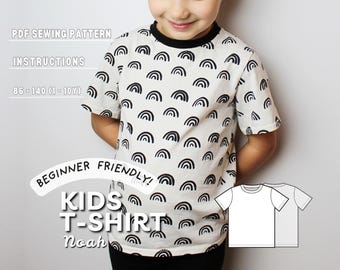 Schnittmuster Kinder TShirt: Kleinkind Unisex Basic Top (Grössen von 1 bis 10 Jahren) PDF Digital Download