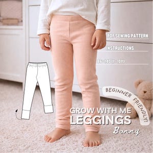 Kinder Leggings Schnittmuster: Mitwachshose Mädchen Leggings (PDF Download A4/Letter/A0/Projektor Dateien)