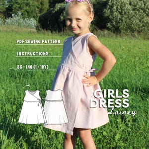 Girl Wrap Summer Dress PDF Sewing Pattern, Linen Clothes for Toddler, Instant Download Printable File with Step-by-step Instructions