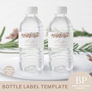 Baby In Bloom Water Bottle Labels, Wild Floral Baby Shower Bottle Labels, Baby In Bloom Decor, Digital Download B102