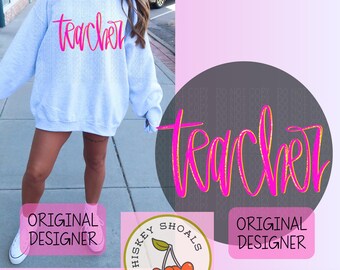 Preppy Teacher, png-bestand: trendy shirtontwerp, mok en draagtas (digitale download)