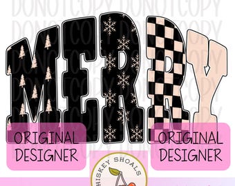 Merry Christmas Coquette Png, Retro boho Christmas Png, Preppy Christmas Shirt Design, Merry and Bright Png, Checkered Xmas Sublimation