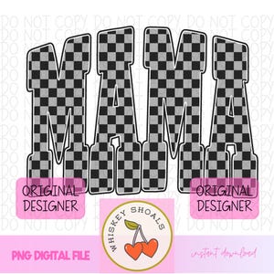 Retro Mama PNG: Checkered Varsity Design for Sublimation (Digital Download