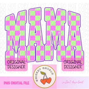 Retro Mama PNG: Checkered Varsity Design (Digital Download)