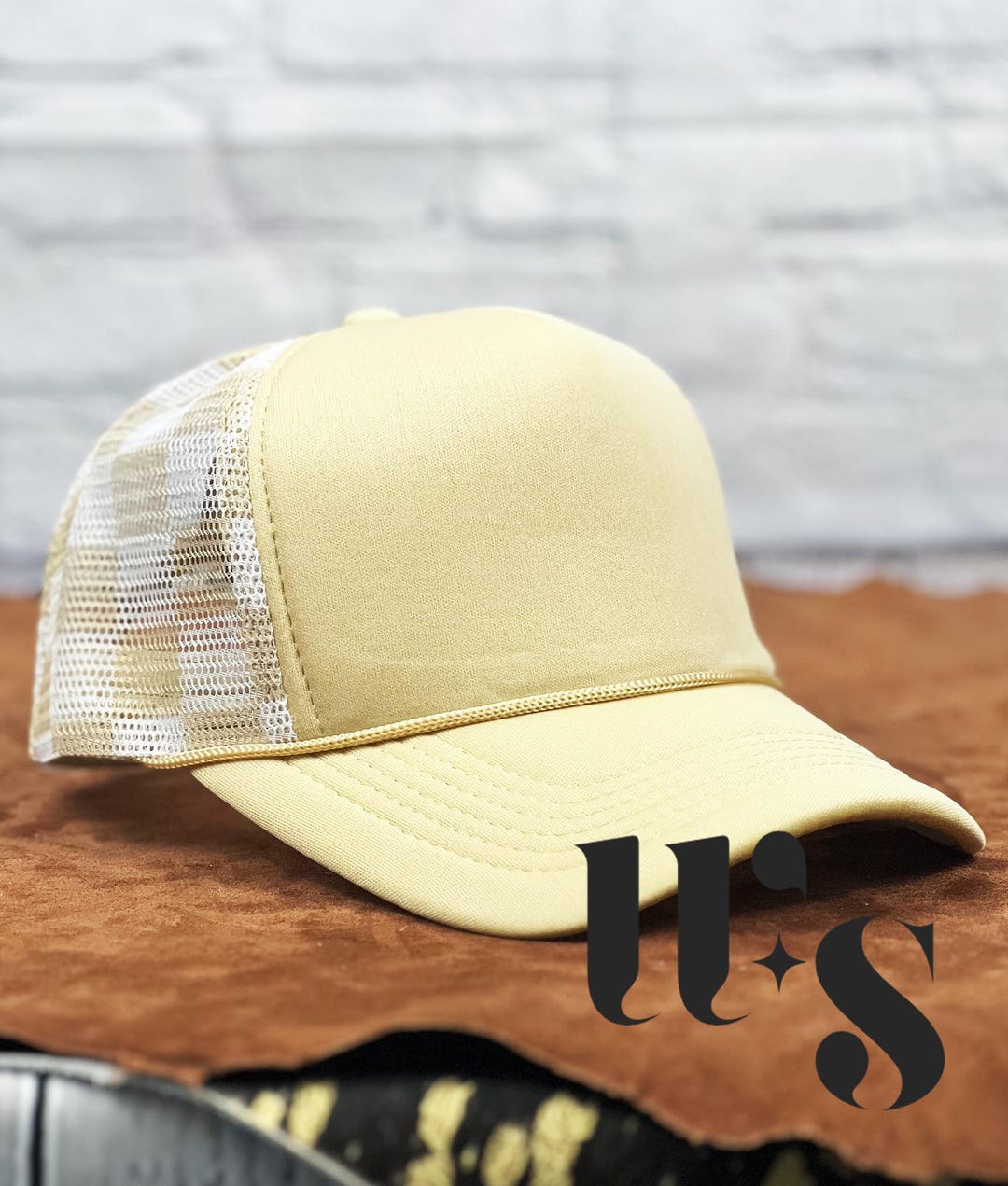 Cream and White Checkered Mesh Back Cap Cap, Hat, Trucker Hat, Western ...