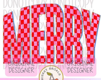 Coqueta navideña (Png), Árbol de Navidad rosa retro (Png), Diseño de camiseta navideña preppy, Feliz y brillante (Png), Sublimación navideña a cuadros