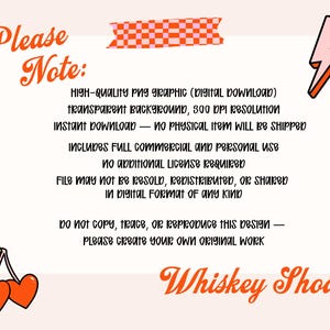 Puede incluir: Gr&aacute;fico digital con el texto "Please Note:" y "Whiskey Shoals". El dise&ntilde;o incluye un rayo, cerezas y un dise&ntilde;o de cinta a cuadros. El texto detalla las caracter&iacute;sticas de la descarga digital.