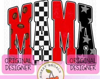 Trendy Football Mama PNG: Preppy Sublimation Design, Trendy Mama PNG, Leopard Checker Letters Sublimation, Cute Retro Mom Shirt Design
