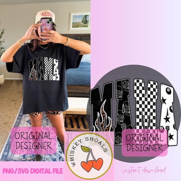 Trendy Mama Varsity PNG, Trendy Mama PNG, Leopard Checker Letters Sublimation, Cute Retro Mom Shirt Design