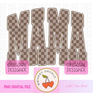 Retro Mama PNG: Checkered Varsity Design (Digital Download)