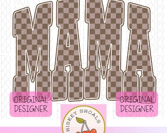 Retro Mama PNG: Checkered Varsity Design (Digital Download)