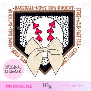 Retro Baseball Mama PNG: Game Day Bow Design (Digital Download)