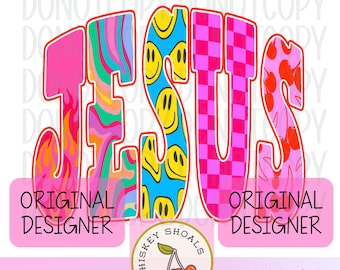 Jesús PNG Coqueta Girly PNG Diseño Preppy cristiano png Descarga digital Preppy Diseño de camiseta de Jesús Retro cristiano png preppy png