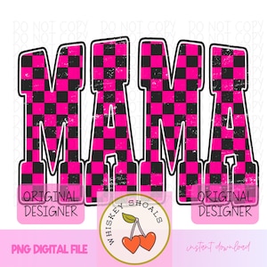 Trendy Mama Checkered PNG Design: Retro Sublimation (Digital Download)