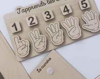 Fichier SVG éducatif | Puzzle chiffres 1 à 5 | Apprendre à compter | Activité Montessori enfant | Découpe laser