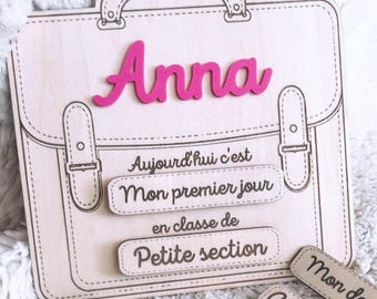 Fichier SVG – Pancarte "Premier jour d'école" personnalisable | Cartable en bois