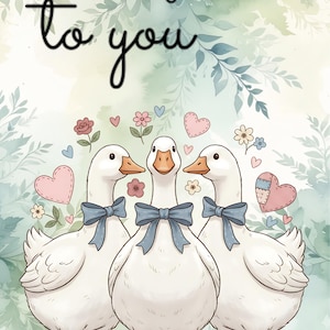 Three Ducks Greeting Card | Love and Hugs Friendship Card (5x7)