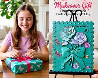 Bloom with Joy Wood Wall Hanging | Hand Painted Floral Plaque | Inspirational Wooden Sign |  Home Decor | Shelf Sitter Gift for Her