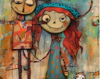 Whimsical Couple Greeting Card: Funny Love, Anniversary Card
