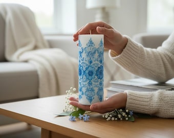 Handmade Floral Lace LED Candle | Shabby Chic Decor, Flameless