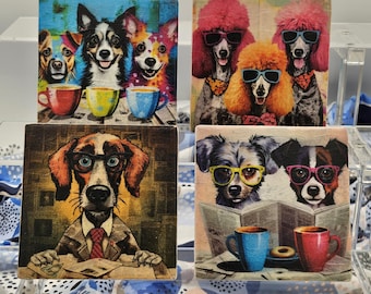 Juego de posavasos Whimsical Dogs