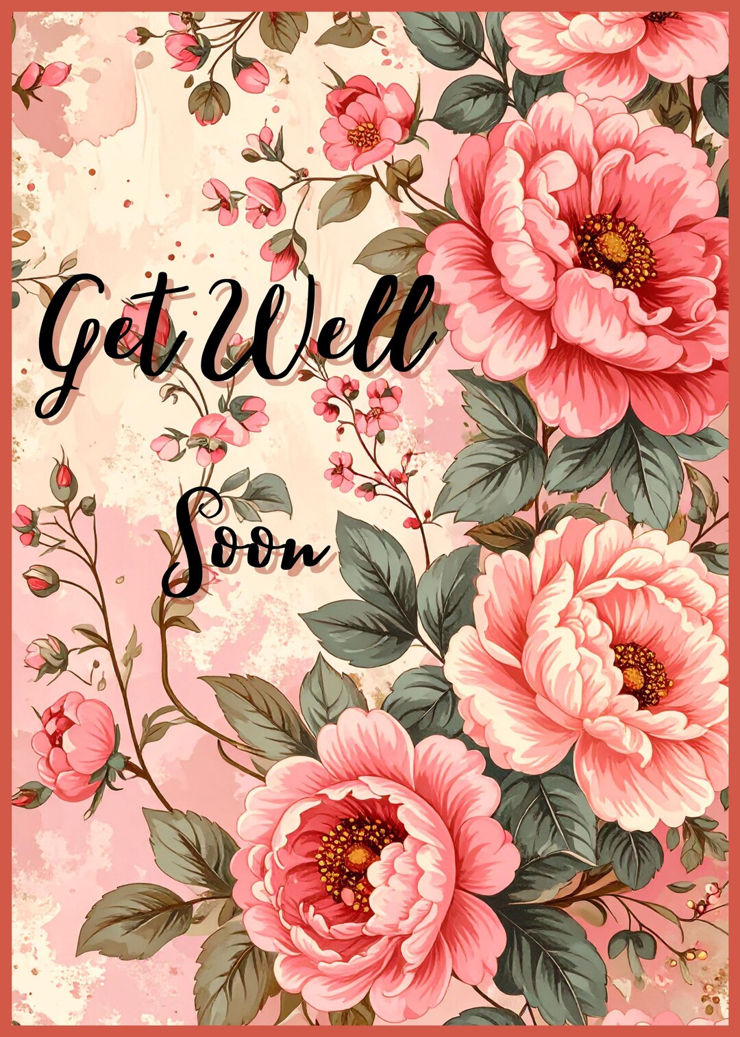 Floral Get Well Card | Elegant Thinking of You Greeting - Etsy