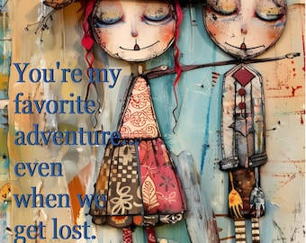 Whimsical Couple Greeting Card: Funny Love, Anniversary Card
