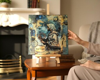 Arte en lienzo de Star Gazer: Astronomía mística, decoración cósmica (30,5 x 30,5 cm)
