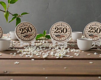 Posavasos conmemorativo América 250 / 1776–2026 / 250 años de libertad / Decoración patriótica de recuerdo