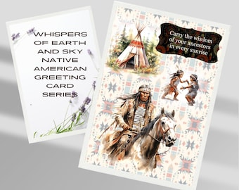Serie de tarjetas de felicitación de nativos americanos Susurros de la Tierra y el Cielo