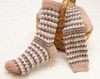 Hand knitted Fair Isle socks size. 38-40