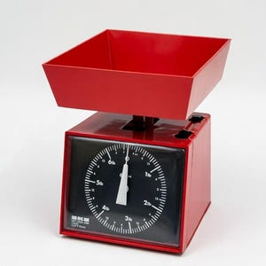 Vintage Red EKS Kitchen Scale: 1970s Retro Design