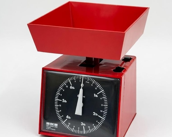 Vintage Red EKS Kitchen Scale: 1970s Retro Design