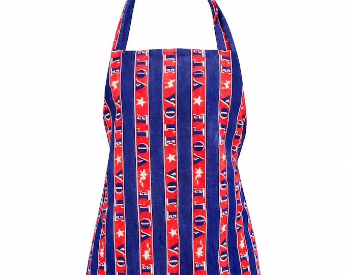 Vintage Patriotic Apron: Handmade Red, White, and Blue 'Vote' Print