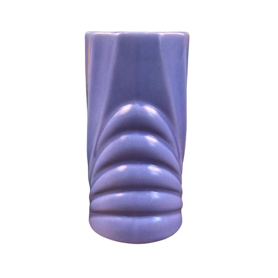 Vintage Periwinkle Blue Art Deco Style Vase | Geometric Ceramic Accent | 1930s-Inspired Home Decor