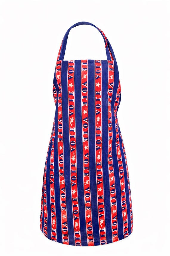 Vintage Patriotic Apron: Handmade Red, White, and Blue 'Vote' Print