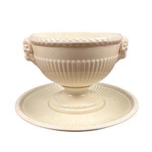 Vintage Wedgwood Edme Creamware Serving Bowl | Ram's Head Handles