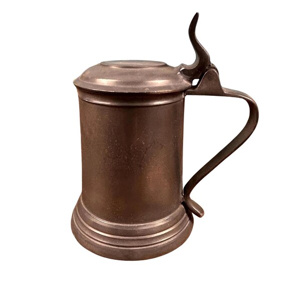 Antique Pewter Tankard | 19th Century Hinged Lid Beer Mug