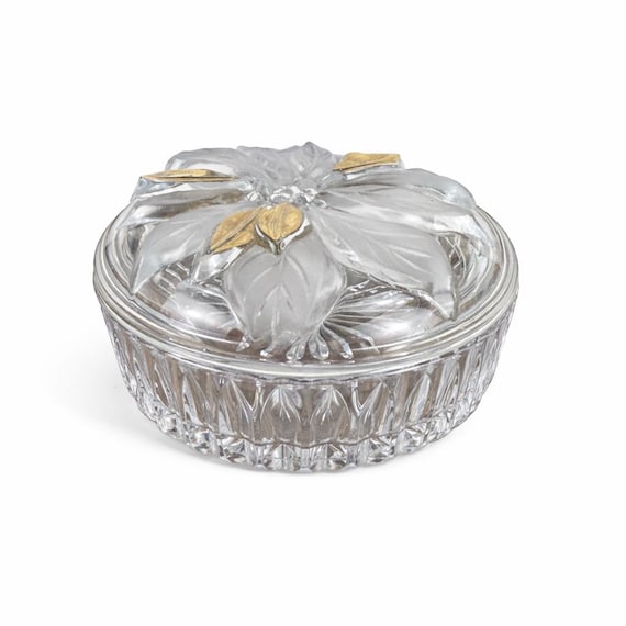 Studio Nova poinsettia lidded trinket box candy jar jewelry with lid