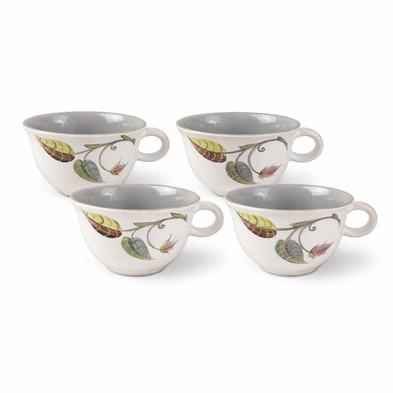 Vintage Denby Langley Teacups in Matte White - Set of 4 | Classic English Cottage Charm