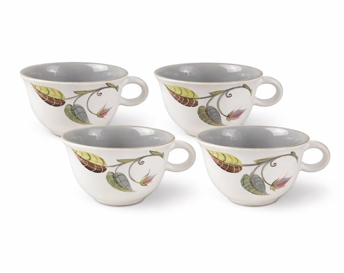 Vintage Denby Langley Teacups in Matte White - Set of 4 | Classic English Cottage Charm